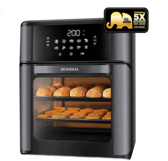 Electric Air Fryer AFON-12L-BG Oven 12 Liters Black Mondial