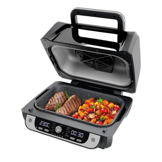 Electric Air Fryer WAP Kitchen Barbecue with Digital Panel and 12 Functions Black and gray