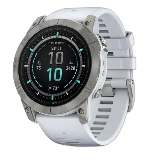 Garmin Epix Pro (G2) Sapphire, Titanium/White 51mm, White Strap Color