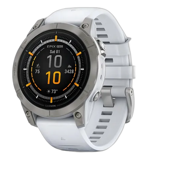 Garmin Epix Pro (G2) Sapphire, Titanium/White 47mm, White Strap Color