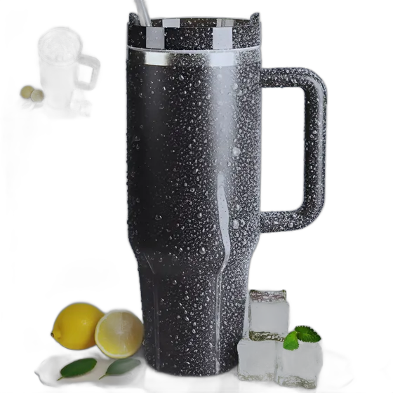 Thermal Bottle/Cup Mug With Straw - 1200ml - Xtuned Color Black Plain