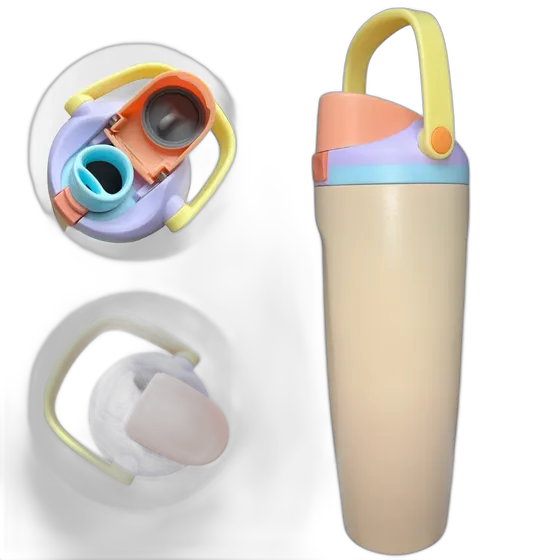 Dual Spout Thermal Bottle W/ Lock Insulated Handle Vacuum 900ml