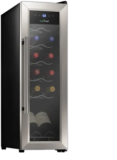 NutriChef Wine Fridge 12 Bottles Stainless Steel S