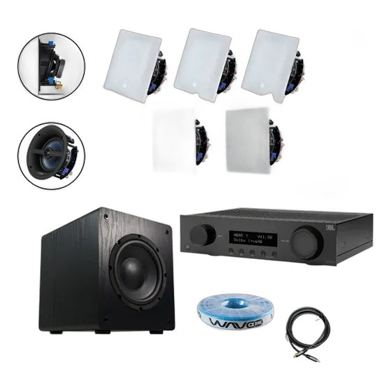 5.1 In-Wall Home Theater Wave + JBL Receiver White Grille