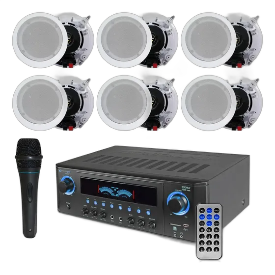 Technical Pro Home Theater System 1000W with Microphone, Black (receiver) / White (speakers)