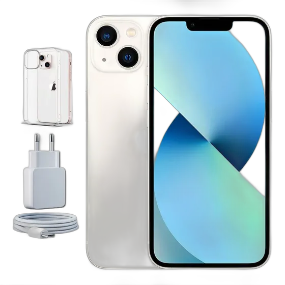 iPhone 13 White 128G + Charger + Phone Case (Refurbished)