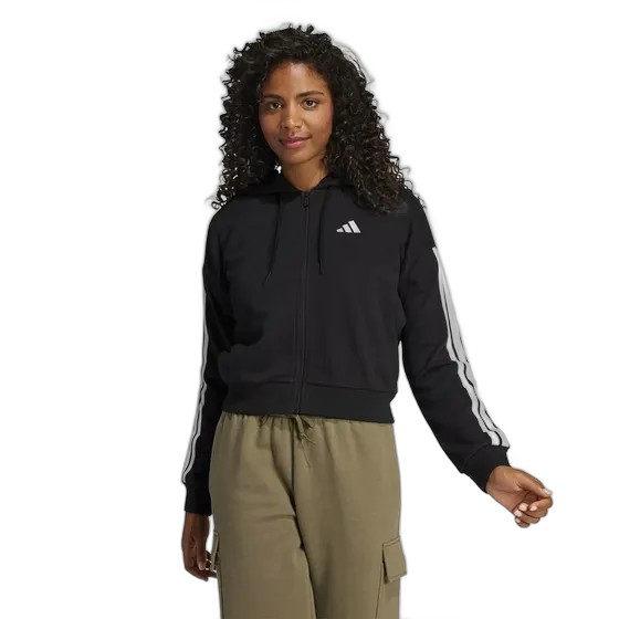 Adidas Essential Women's Sweatshirt Jacket Three Stripes Hood