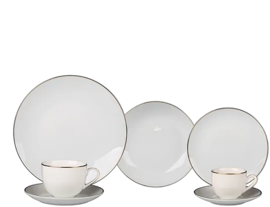 L'Hermitage 42-Piece Dinnerware Set White Porcelain Gold Trim