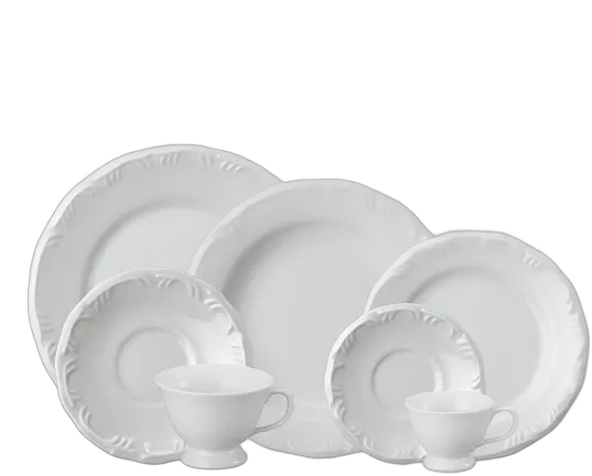 Schmidt Pomerode Porcelain Dinner Set, 42 Pieces, White, Dishwasher Safe