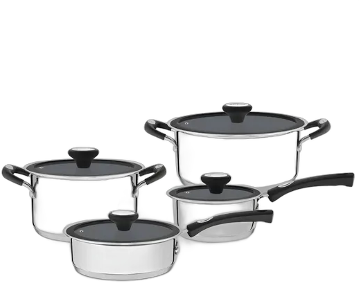 Stainless Steel Cookware Set 4 Pieces Solar Cerâmic Tramontina