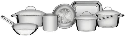 Allegra Cookware Set in Stainless Steel 7 Pieces Tramontina