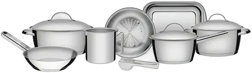 Tramontina Stainless Steel Cookware Set Allegra 7 Pieces + Tongs