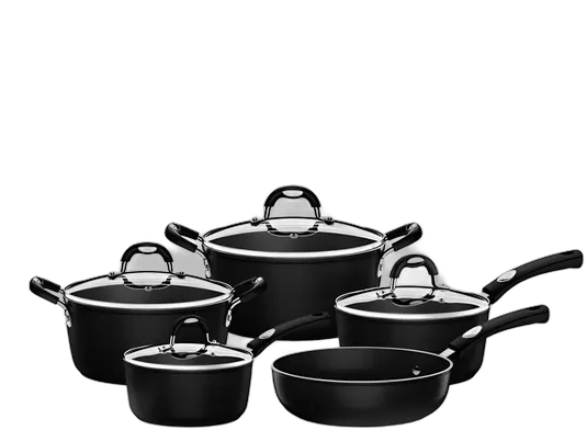 Tramontina Mônaco Cookware Set in Aluminum with Internal and External Coating in Starflon Premium Black 05 Pieces