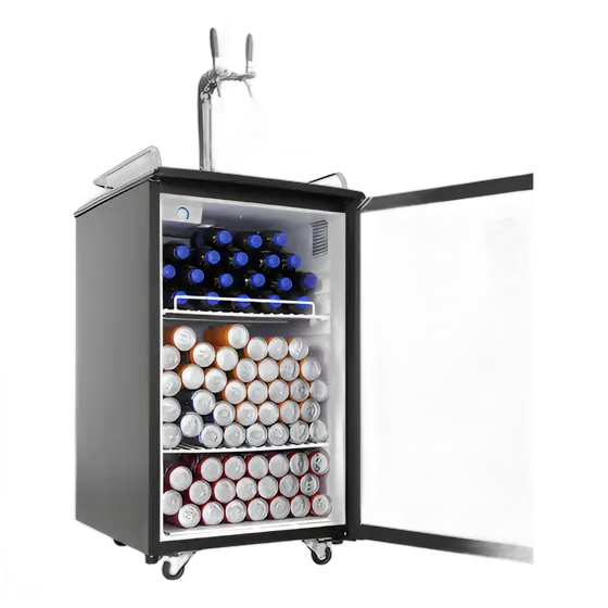 Kegerator Beer Dispenser Refrigerator Mini Fridge with Accessories Black 127V
