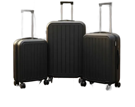 Kit 3 Travel Suitcases ABS Polypropylene with 360° Wheels Plain Black