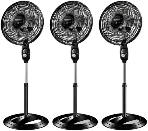 Mondial Kit of 3 Pedestal Fans 40cm Black