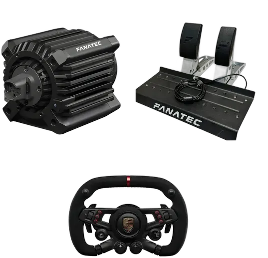 Kit Fanatec Base ClubSport DD+ 18nm QR2 + Wheel Porsche Vision GT + Pedals CSL USB PC Ready to Ship