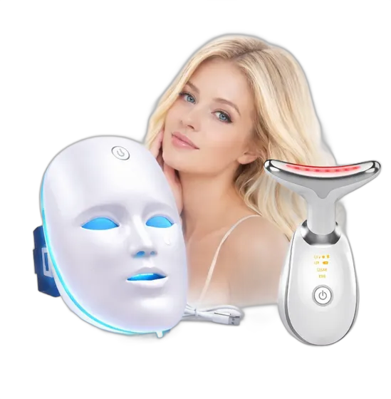 LED Facial Mask Kit 7 Colors + LED Facial Massager