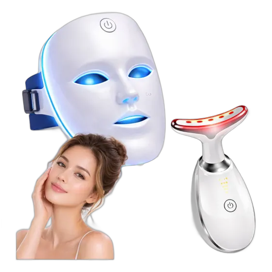 LED Mask 7 Colors Phototherapy Kit + Facial Massager