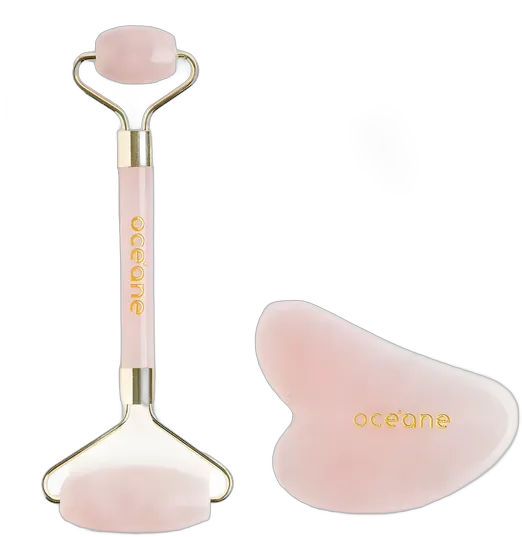 Rose Quartz Facial Massage Kit Quartz Roller & Gua Sha Set