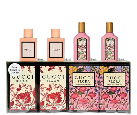 Gucci Bloom Flora Gorgeous Gardenia Mini Perfume Kit for Women Travel Size 4x5ml