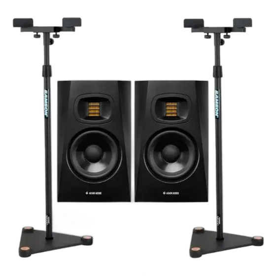 Adam T5V 70W Active Audio Monitor Kit with Samson MS100 Monitor Stand