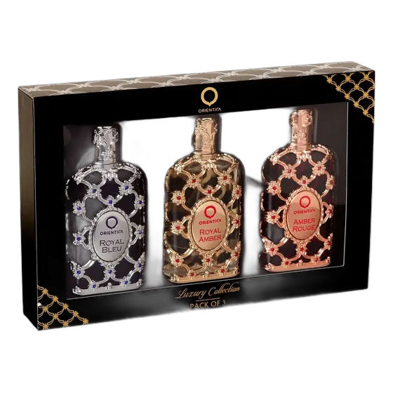 Orientica Luxury Collection Perfume Kit Royal Bleu Royal Amber Amber Rouge 3x30ml Eau De Parfum