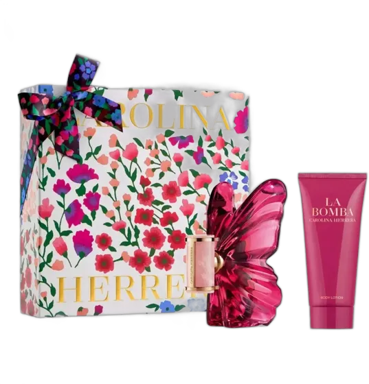 Women's Perfume Gift Set La Bomba Carolina Herrera Eau de Parfum 80ml + Body Cream 100ml - Floral