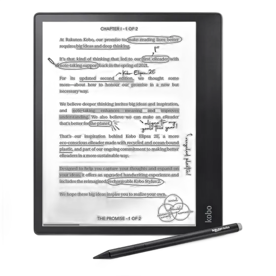Kobo Elipsa 2E E-reader, 10.3" Touch Screen, Glare-free