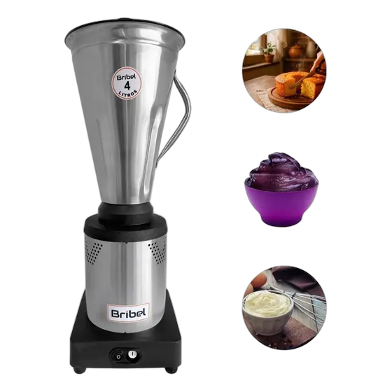 Industrial Blender Bribel Stainless Steel 4L Low Speed 1000W Dual Voltage