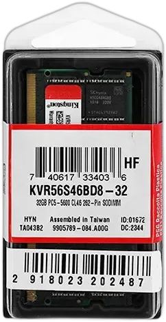 Memory For Notebook 32GB Ddr5 5600mhz Cl46 262 Pin Kingston
