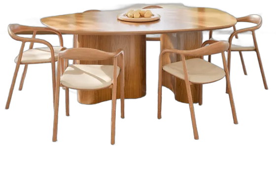 Aracaju Organic-Shaped Dining Table for 6, Wood Laminate