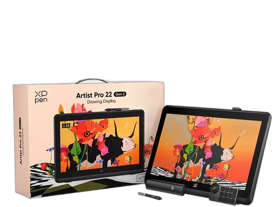XP-Pen Artist Pro 22 2nd Generation Graphics Tablet, Black, QHD Display