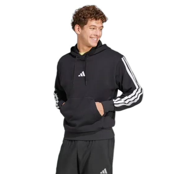 adidas Essentials 3 Stripes Hoodie Black