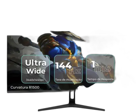 Curved Monitor 34'' Qhd Gaming 144hz 1ms R1500 Ready To Ship