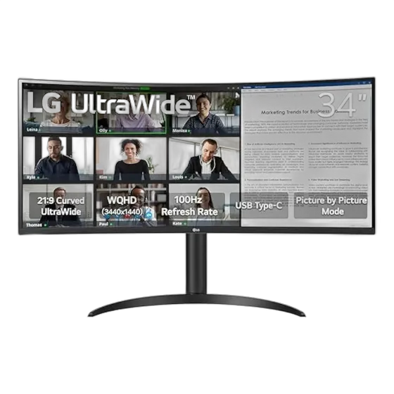 LG 34WR55QK-B Curved Computer Monitor, WQHD, Black
