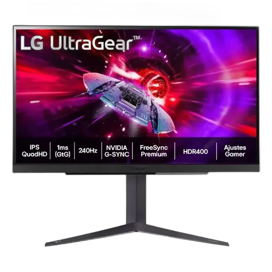 Gaming Monitor LG UltraGearโข - IPS Screen 27" , 2K QHD, HDR400, 240 Hz, 1ms (GtG), NVIDIA G-SYNC โ 27GR83Q (New with open box)