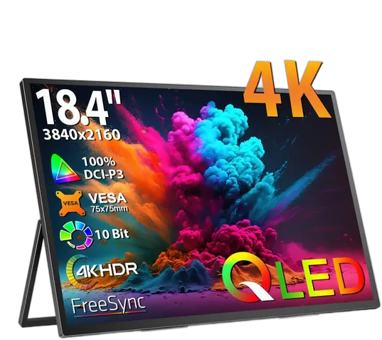 Uperfect T118 QLED 18.4" 4K 60Hz Portable Gaming Monitor with HDMI and USB-C, Black, 127/220V