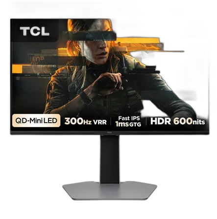 TCL Gaming Monitor 25 Inch QLED Mini LED Full HD G64 300Hz 1ms (GtG) FreeSync HDR 600 Nits 25G64 Black