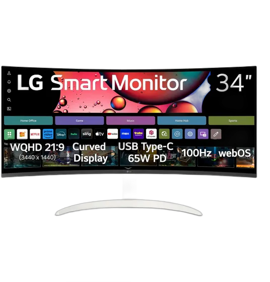 LG 34SR63QA-W 34 Curved Smart Ultrawide 100Hz Monitor