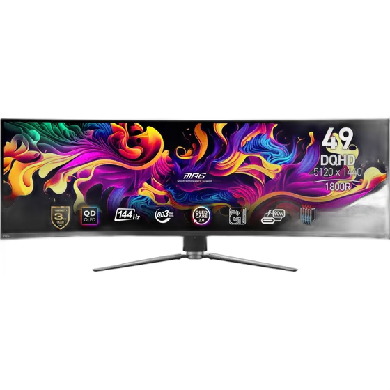 MSI MPG 491CQP QD-OLED 49 Curved OLED Gaming Monitor, Vivid Colors