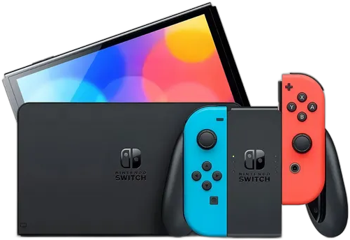Nintendo Switch OLED 64GB - Blue And Neon Red Controller - Excellent (Refurbished)