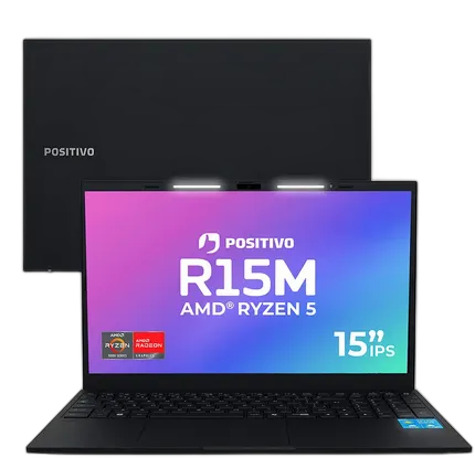 Positivo Vision R15M Laptop AMD Ryzen 5-5625U Linux 8GB RAM 256GB SSD Wi-Fi 6 15 Full HD IPS Anti-glare Screen - Minitela - Allows RAM and SSD Upgrade - Black