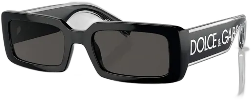 Dolce & Gabbana DG6187 Black Rectangular Sunglasses with UV Protection