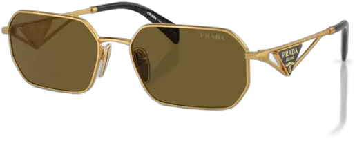 Prada 0PR A51S 15N01T 58 Sunglasses, Matte Gold/Brown
