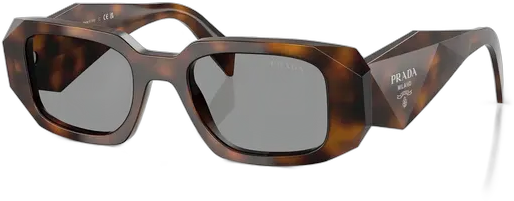 Prada Catwalk Havana Rectangular Women's Sunglasses with Gray Lens