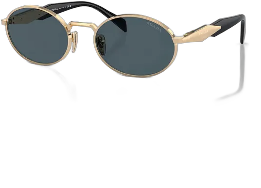 Prada Women's Oval Gold Sunglasses with Gray Lens
