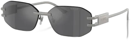 Versace VE2274 1001/6G 58-13 Irregular Sunglasses, Gunmetal Gray, Silver Mirrored, Gray/Gunmetal