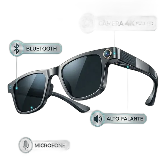 Popsy Smart Glasses with 4K Camera Records Video Photo Real-Time Translation Microphone Speaker Bluetooth Full HD Recording Black Long-Lasting Battery High Performance
