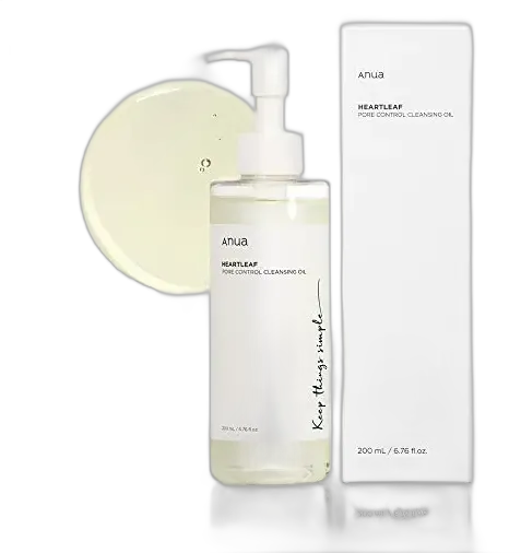ANUA Heartleaf Pore Control Oil, Korean Facial Cleansing Oil, Daily Blackhead Removal by ANUA Night Makeup for All Skin Types, 200ml